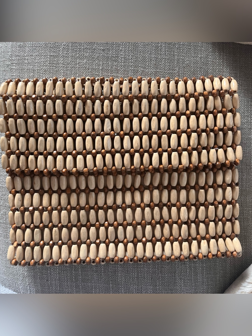 Sigrid Olsen Beaded Wood Bead Clutch in Cream and Brown